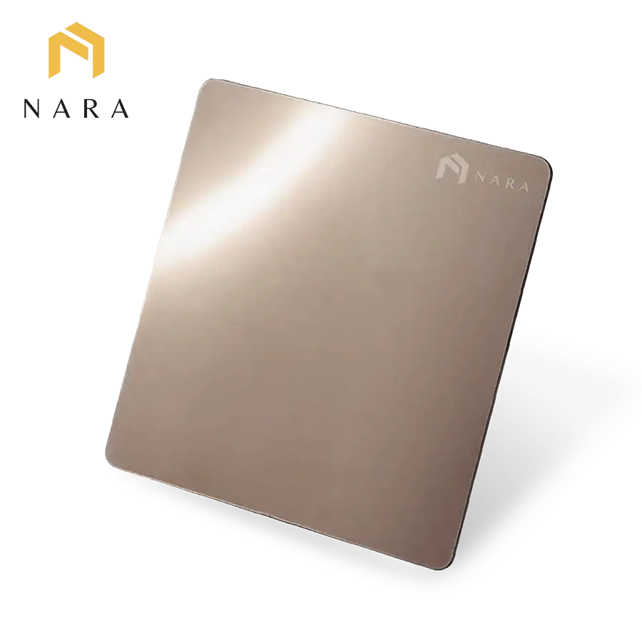 แผ่นสแตนเลสสีดาร์กบราวน์ ผิวเงา (Super Mirror)