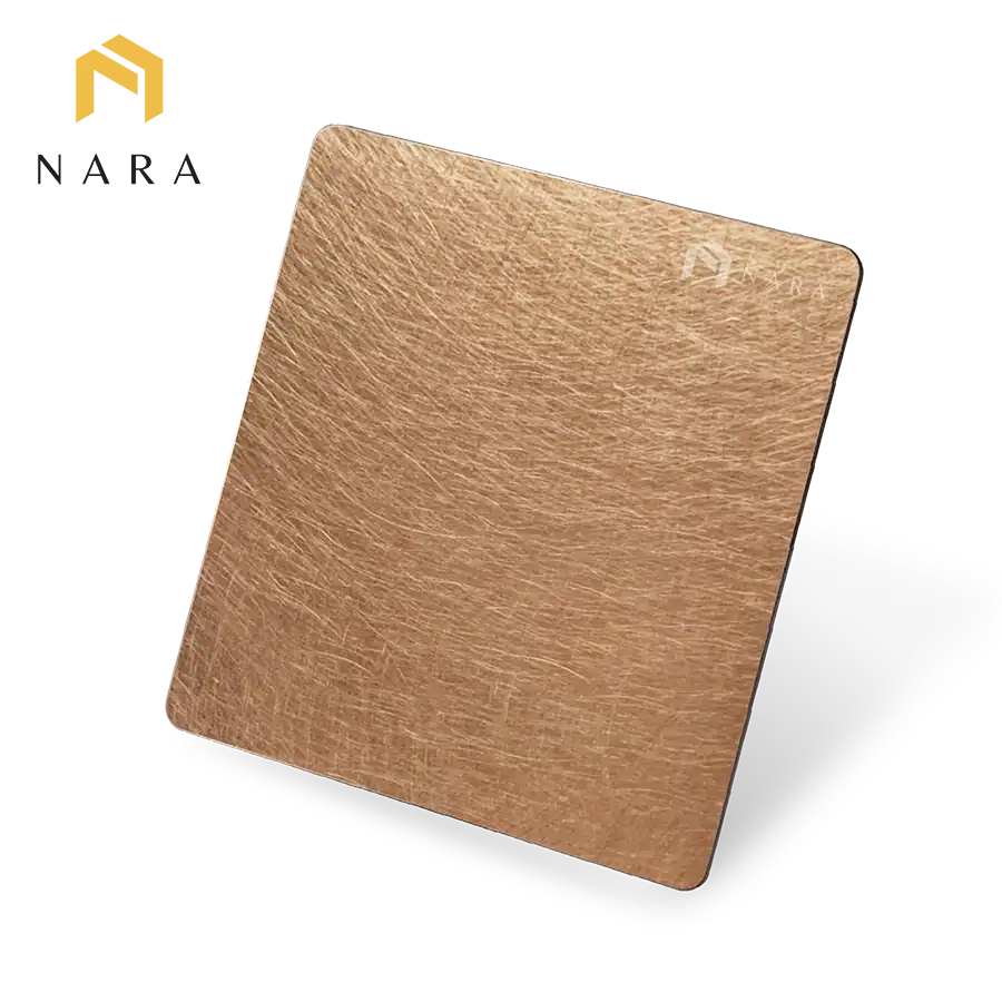 แผ่นสแตนเลสสีโรสโกลด์ ปัดลาย (Vibration)