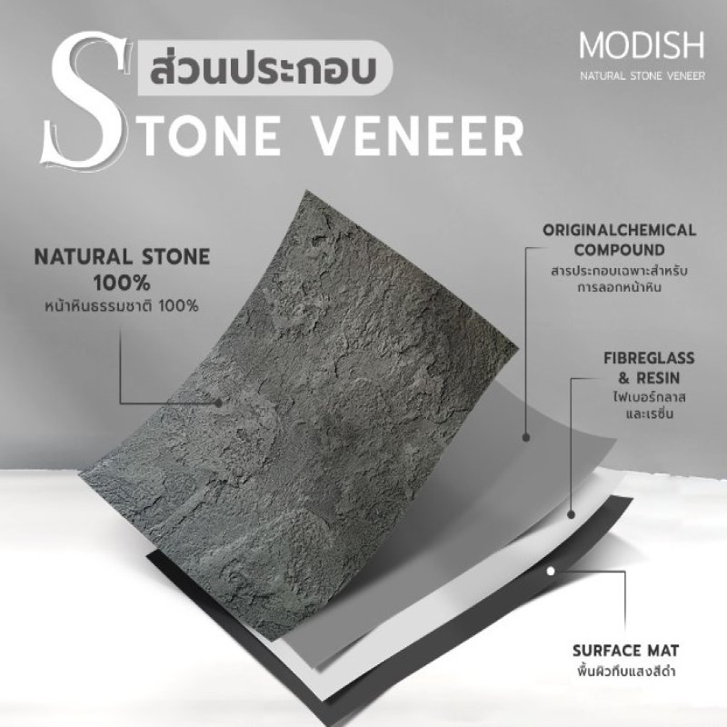 Stone veneer สี Silver Black
