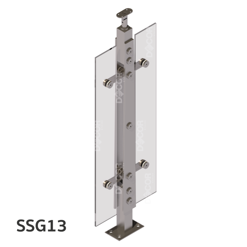 ชุดราวกันตกสแตนเลสล้วน แบบเสา S04 + กระจกเทมเปอร์ เขียว/ใส 10 มิล