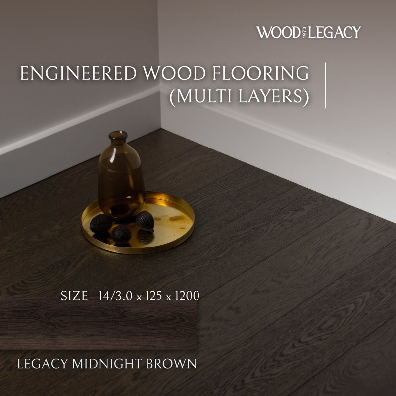 Engineered Wood Flooring  (Multi Layers) :  Legacy Midnight Brown