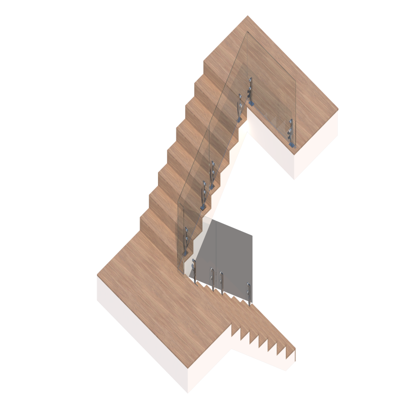 ชุดราวกันตกกระจก + เสาสั้นยึดกระจก (กระจกเทมเปอร์ เขียว/ใส 10 มิล)