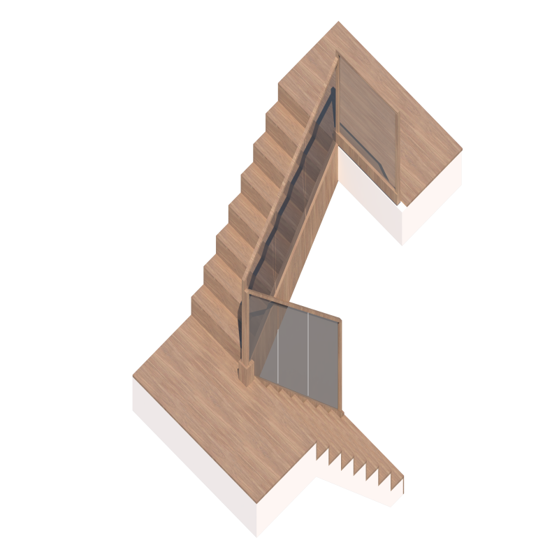 ชุดราวกันตกกระจก ประกอบเสาไม้ (ไม้ยางพารา) กระจกเทมเปอร์ เขียว/ใส 10 มิล