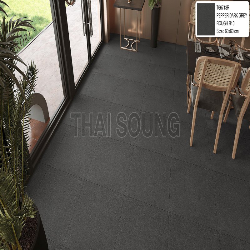 PEPPER DARK GREY ROUGH R10 60x60