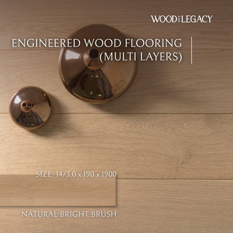 Engineered Wood Flooring  (Multi Layers) : Natural Bright Brush
