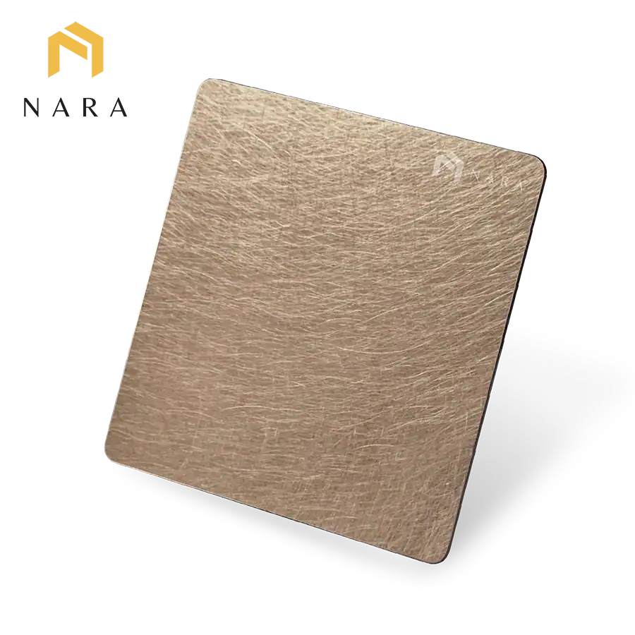 แผ่นสแตนเลสสีน้ำตาล ปัดลาย (Vibration)