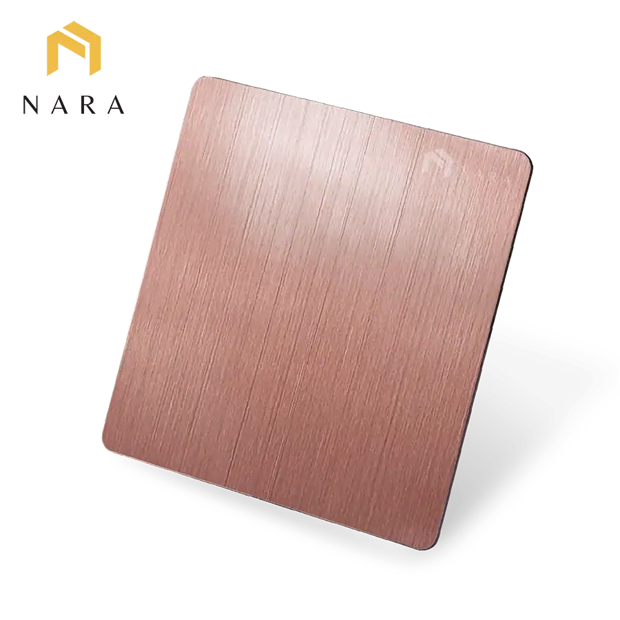 แผ่นสแตนเลสสีพิงค์โกลด์ แฮร์ไลน์ (Hairline)