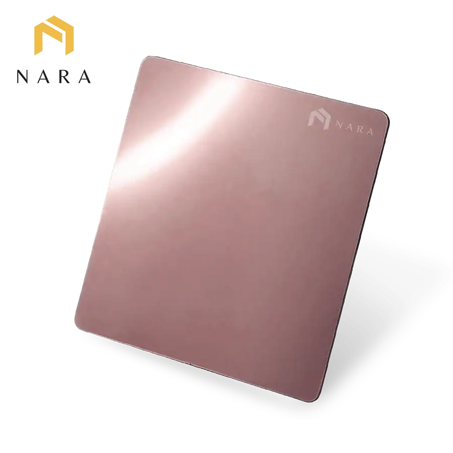 แผ่นสแตนเลสสีเวลเว็ทโกลด์ ผิวเงา (Super Mirror)