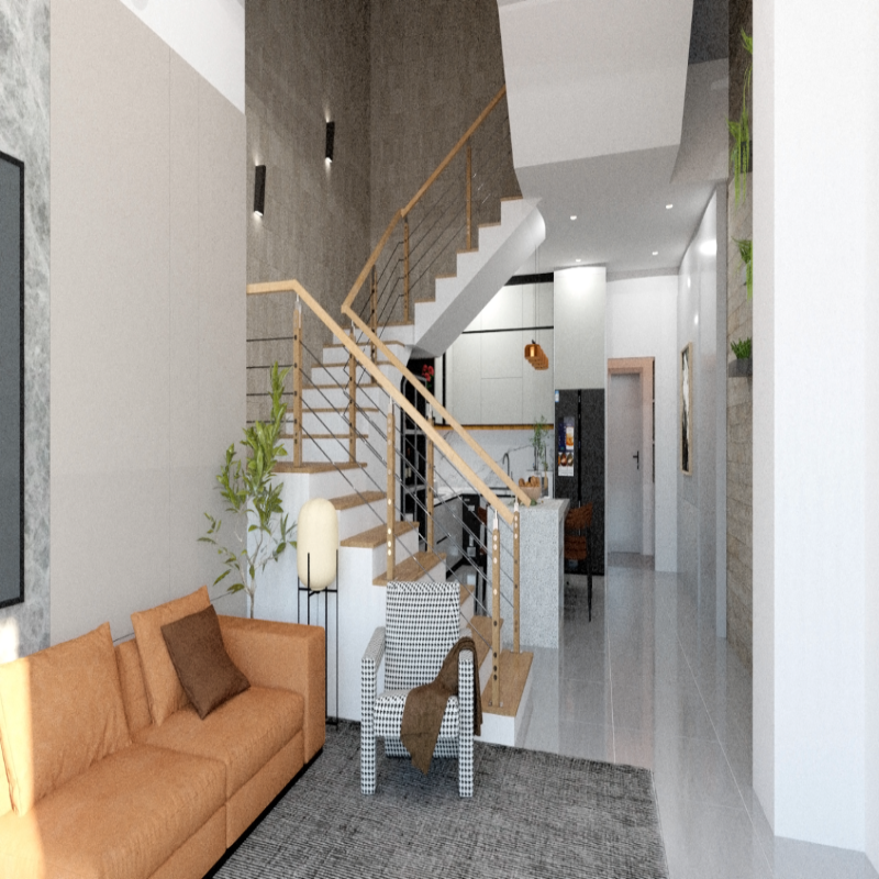 ชุดราวกันตกสแตนเลสประกอบไม้ แบบเสา W02 + เส้นกันตกสแตนเลส