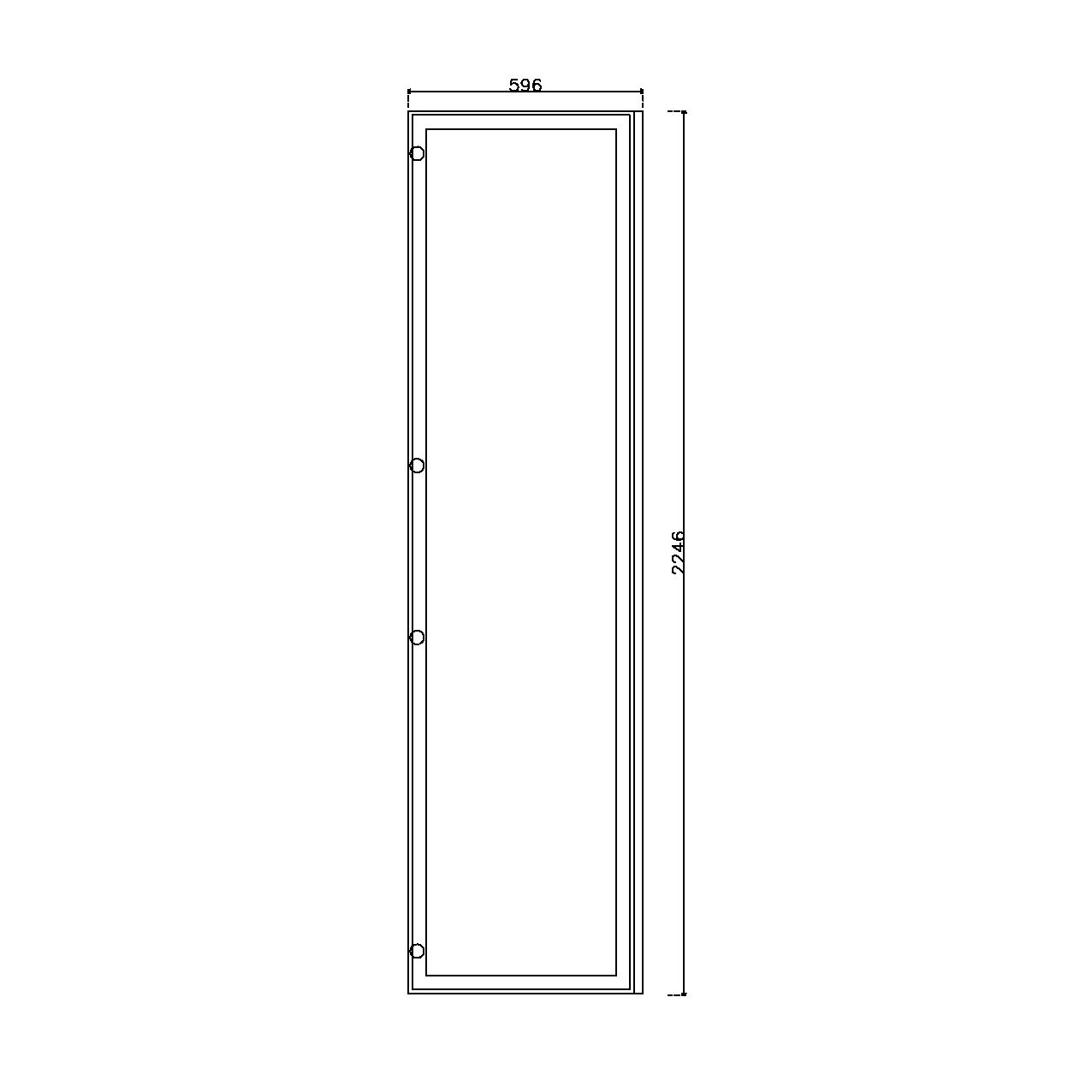 หน้าบาน เฟรมโรสโกล กระจกใส ขนาด 600*2250 มม.